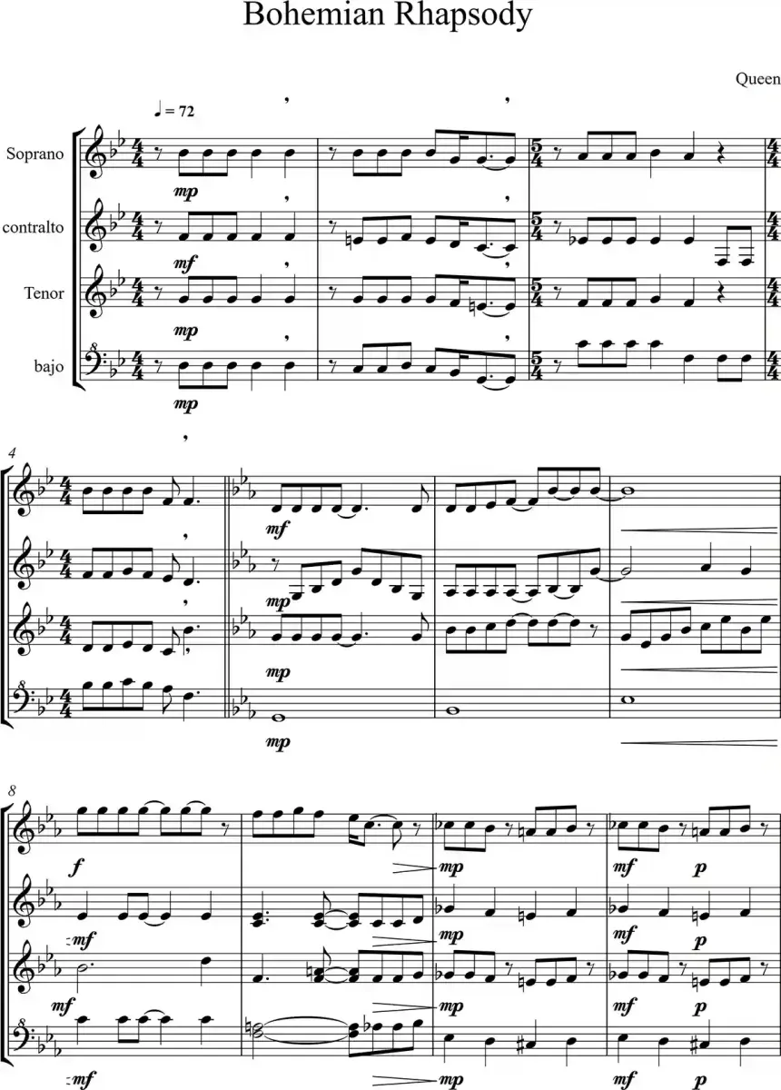 Bohemian Rhapsody Partitura 01