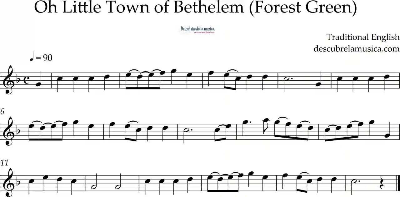 Oh Little Town of Bethlehem. Villancico Tradicional Inglés para Flauta Dulce