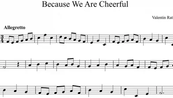 Partitura de Because We Are Cheerful de Valentin Rathgeber para flauta dulce