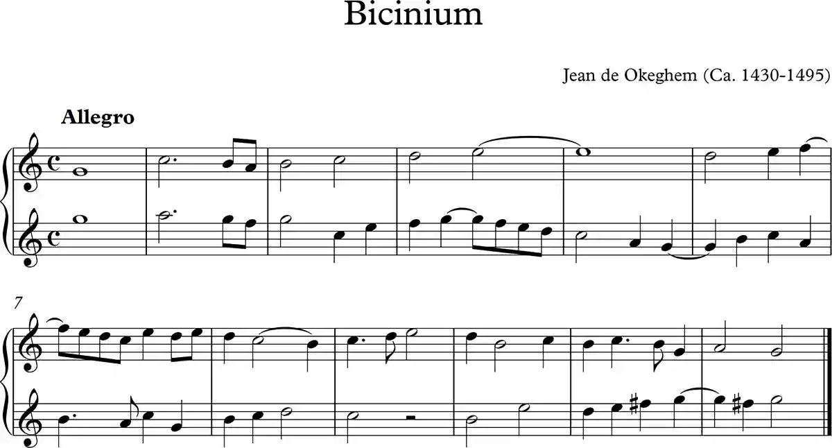 Bicinium de Jean de Okeghem