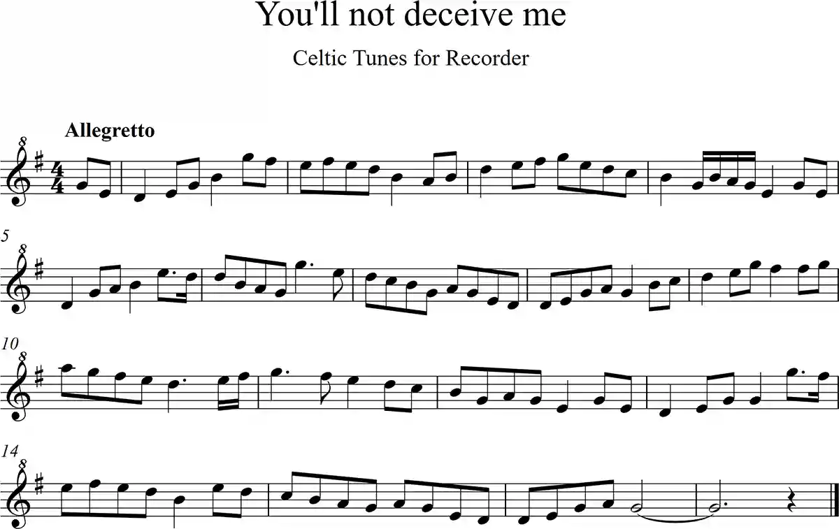 Imagen de la partitura You'll not deceive me