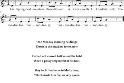 Springfield Mountain. Partitura para flauta dulce