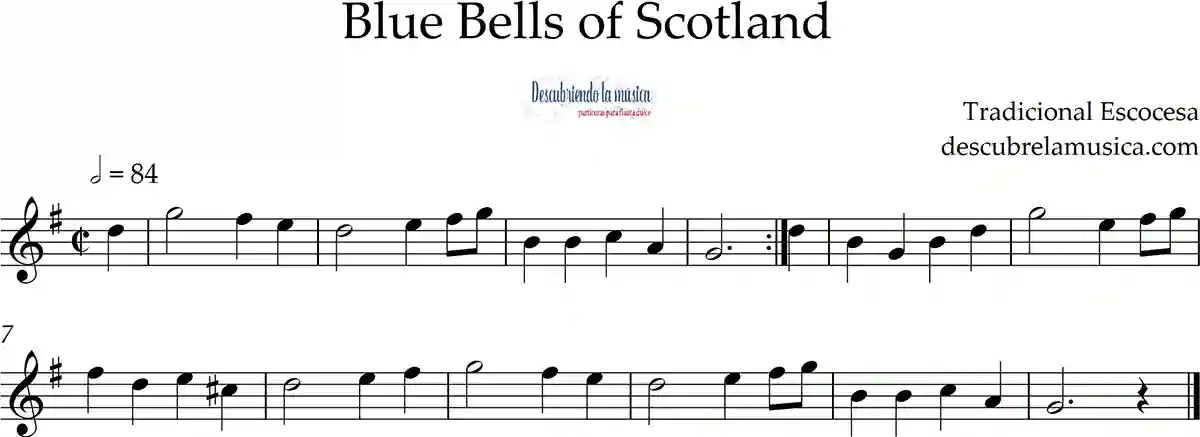 Imagen de Blue Bells of Scotland. Melodía para flauta dulce