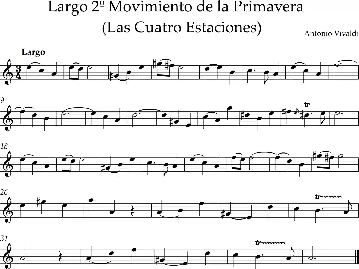 2º movimiento primavera para flauta dulce de Vivaldi