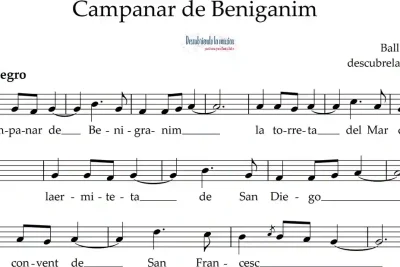 Campanar de Beniganim. Partitura para flauta dulce